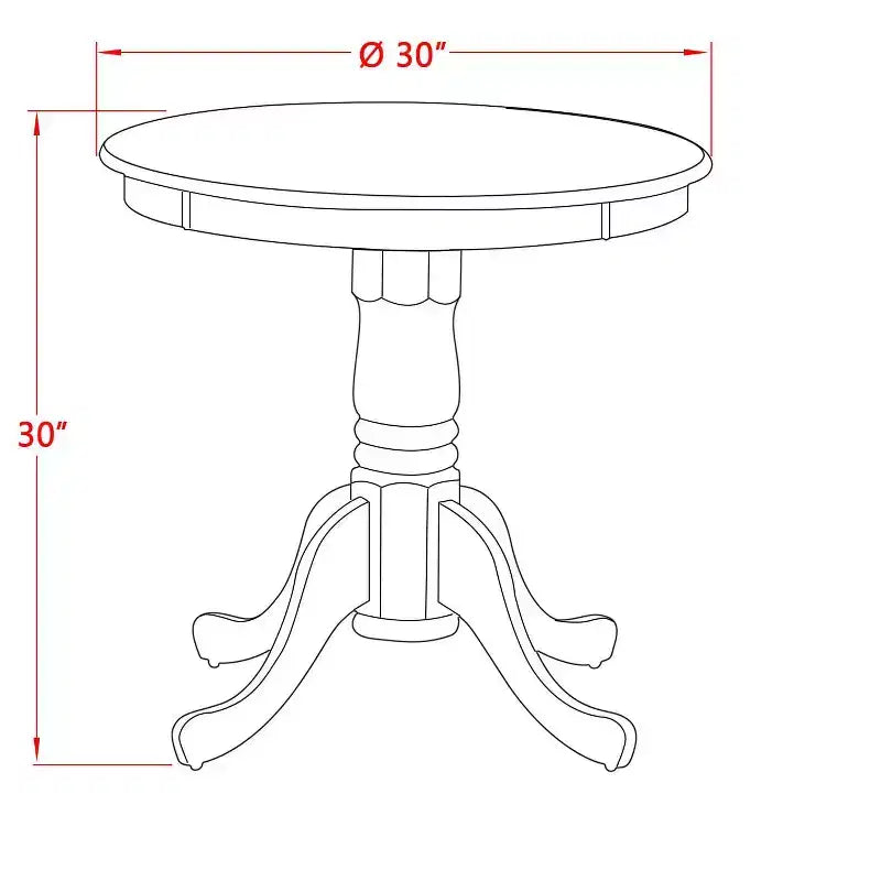 Set da pranzo rotondo in mogano 3 pezzi per 2 persone – Tavolo e 2 sedie