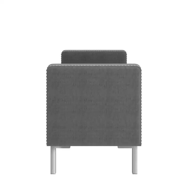 Pouf portaoggetti trapuntato quadrato, 1 posto, blu scuro / grigio / azzurro
