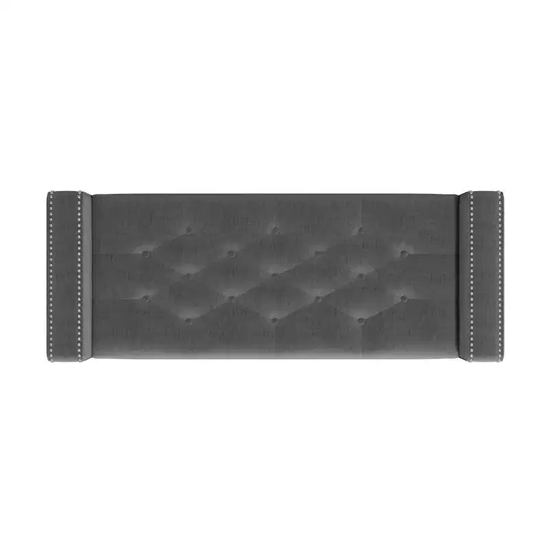 Pouf portaoggetti trapuntato quadrato, 1 posto, blu scuro / grigio / azzurro