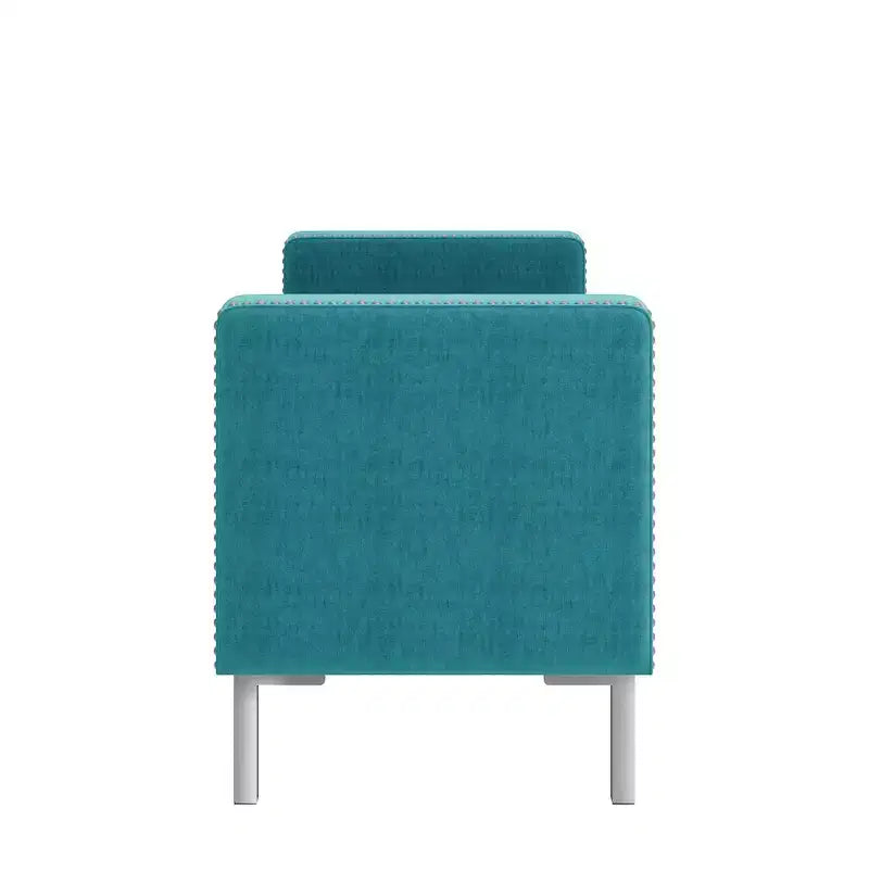 Pouf portaoggetti trapuntato quadrato, 1 posto, blu scuro / grigio / azzurro