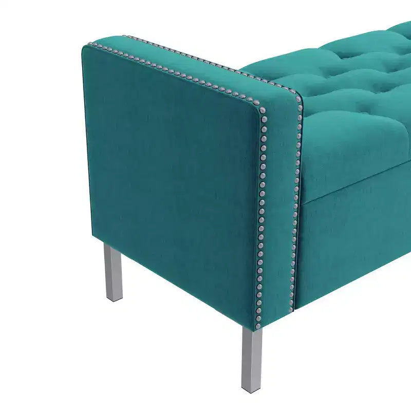 Pouf portaoggetti trapuntato quadrato, 1 posto, blu scuro / grigio / azzurro