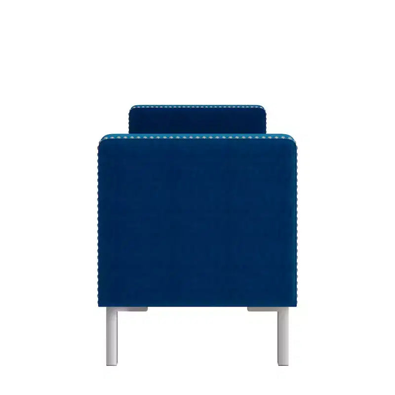 Pouf portaoggetti trapuntato quadrato, 1 posto, blu scuro / grigio / azzurro