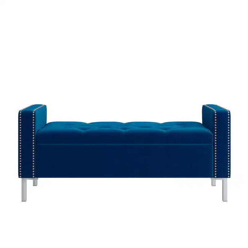 Pouf portaoggetti trapuntato quadrato, 1 posto, blu scuro / grigio / azzurro