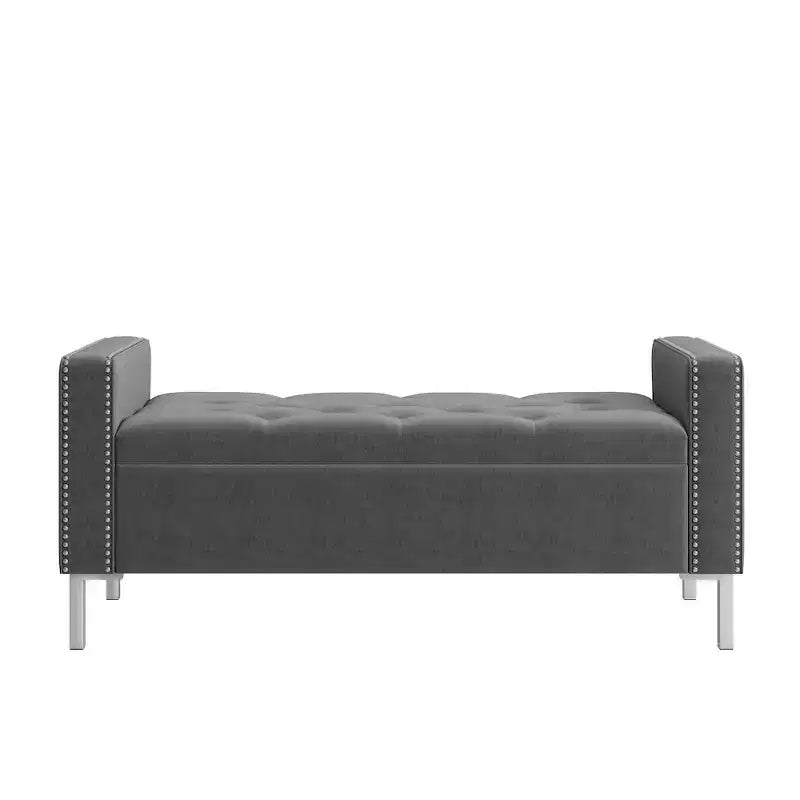 HL Home Furnishings,Square Arm Tufted Storage Ottoman