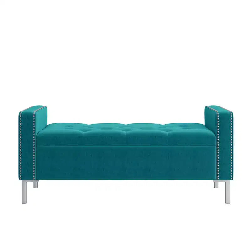 Pouf portaoggetti trapuntato quadrato, 1 posto, blu scuro / grigio / azzurro