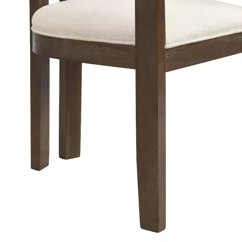 Set da pranzo rettangolare imbottito marrone, 7 pezzi, 6 posti a sedere