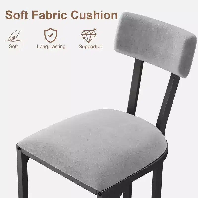 Sgabelli da bancone imbottiti senza braccioli oro/grigio, set da 2