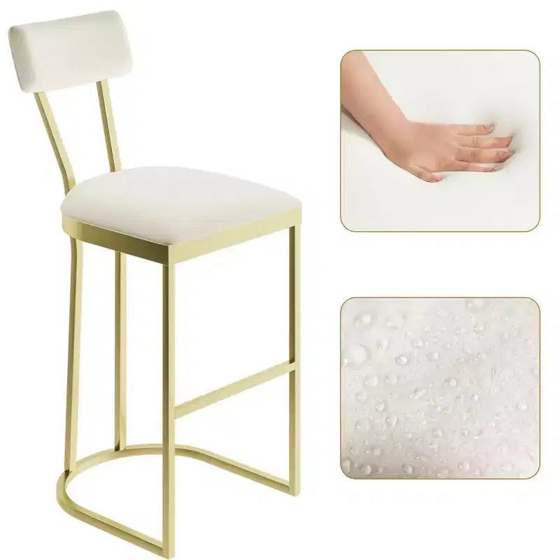 Sgabelli da bancone imbottiti senza braccioli oro/grigio, set da 2