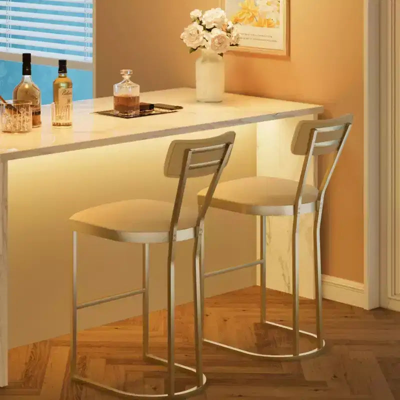 Sgabelli da bancone imbottiti senza braccioli oro/grigio, set da 2