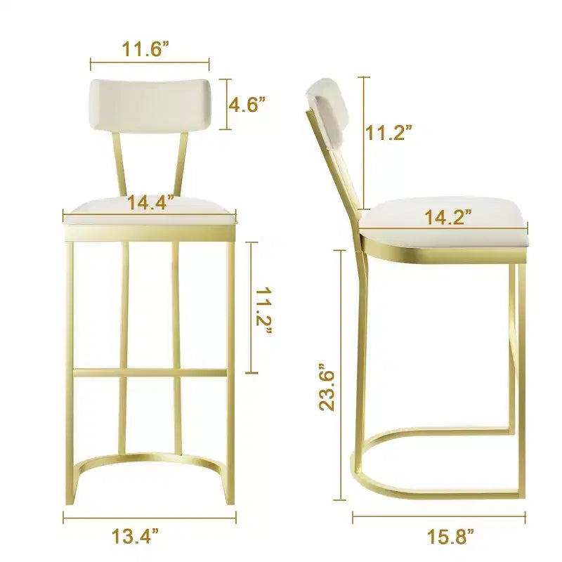 Sgabelli da bancone imbottiti senza braccioli oro/grigio, set da 2