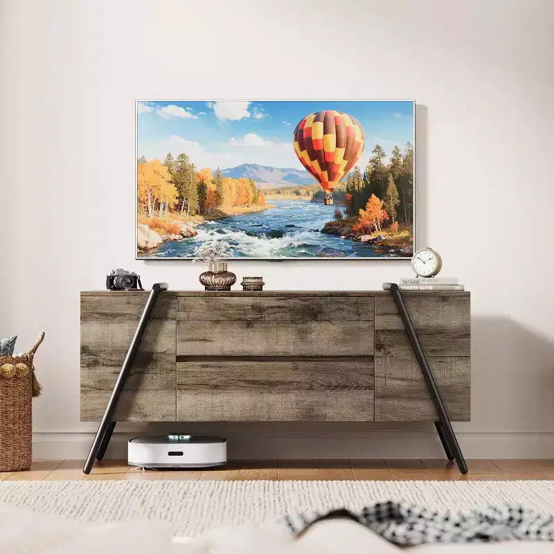 Mobile TV Rovere/Marrone con 2 Cassetti e Ripiano Regolabile, Gambe a U, Adatto a TV da 47"–55", Montaggio a 1 Persona