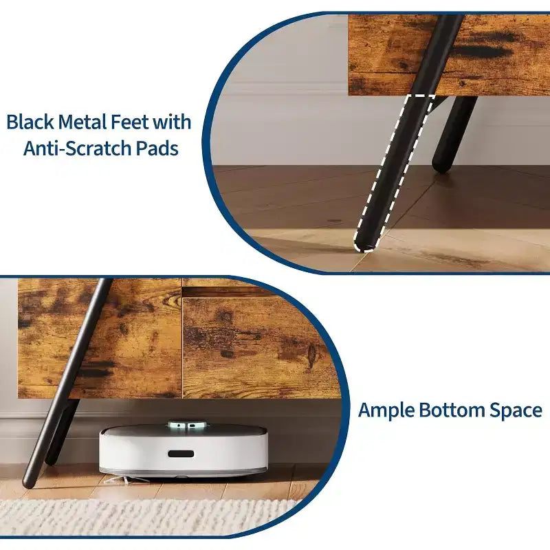 Mobile TV Rovere/Marrone con 2 Cassetti e Ripiano Regolabile, Gambe a U, Adatto a TV da 47"–55", Montaggio a 1 Persona