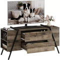 Mobile TV Rovere/Marrone con 2 Cassetti e Ripiano Regolabile, Gambe a U, Adatto a TV da 47"–55", Montaggio a 1 Persona