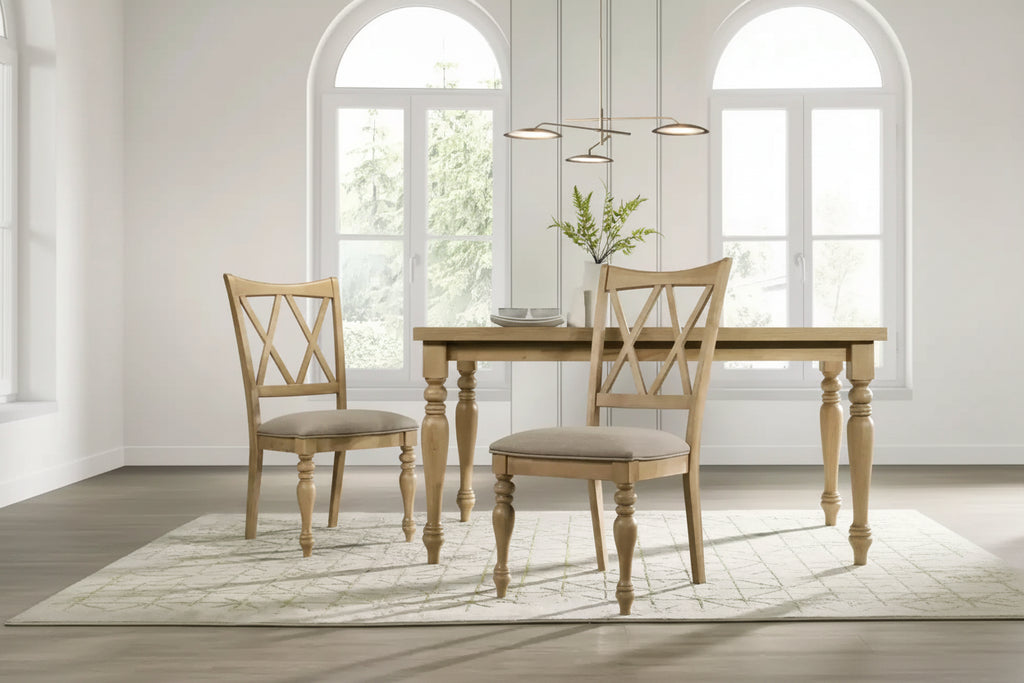 Roundhill Furniture Verta Solid Wood Cross-back Dining Chairs, Set of 2, Light Oak Finish