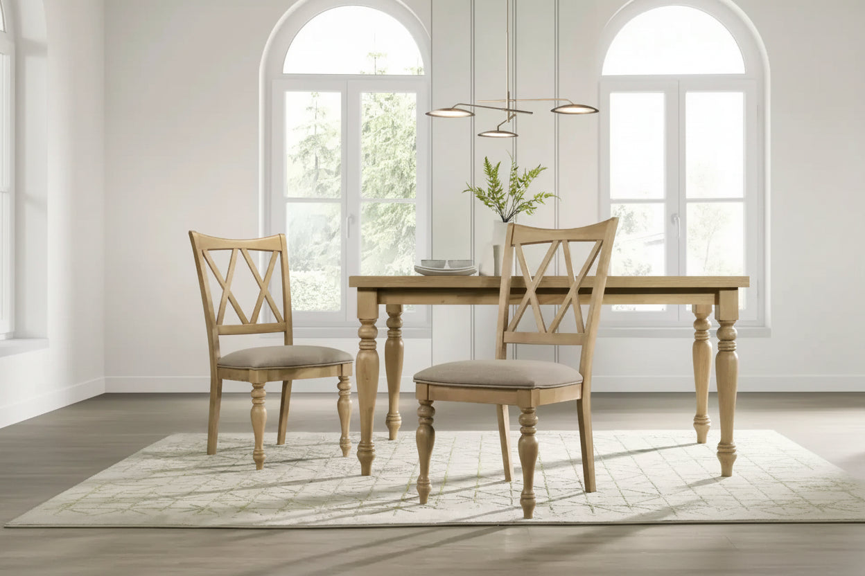 Roundhill Furniture Verta Solid Wood Cross-back Dining Chairs, Set of 2, Light Oak Finish