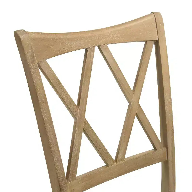 Sedia da pranzo in rovere chiaro con schienale a croce, imbottita beige, set da 2