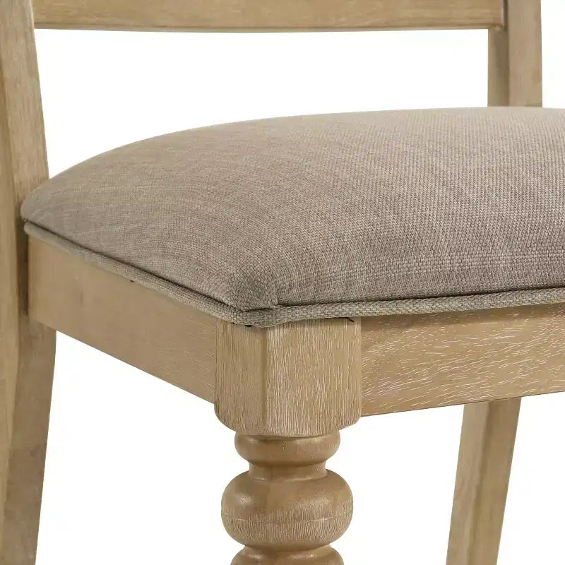 Sedia da pranzo in rovere chiaro con schienale a croce, imbottita beige, set da 2