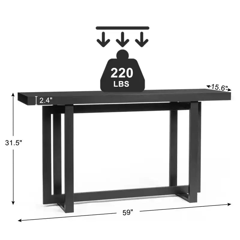 Console rettangolare nera per 1, 150 cm L x 80 cm A