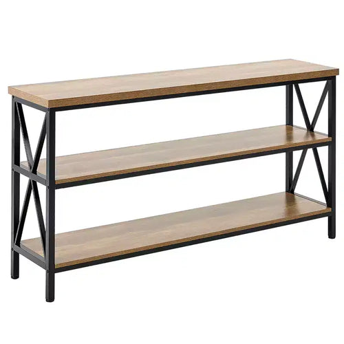 VEVOR Narrow Console Sofa Table, 55.1 inches Behind Couch Table, 3-Tier Long Entryway Table and Skinny Hallway Table, Narrow Sofa Table, Black