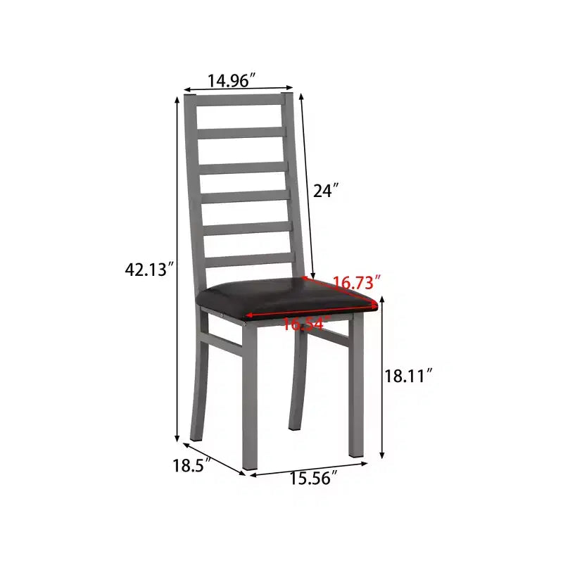 Sedia da pranzo grigia in ecopelle senza braccioli con schienale alto, set da 4