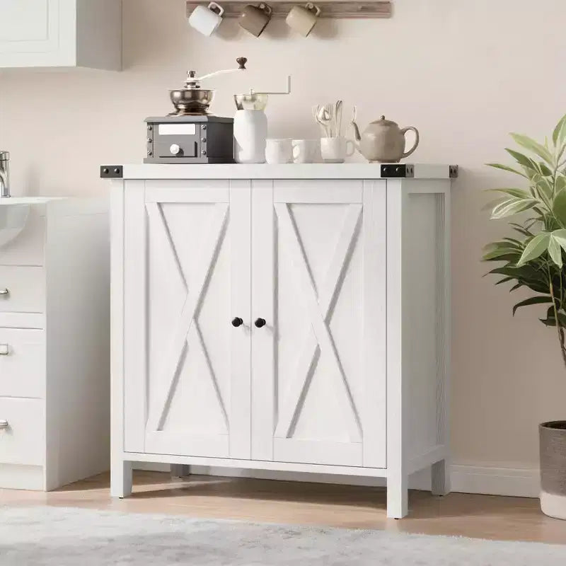 29.9 Small Sideboard Buffet Cabinet with Adjustable Shelves and 2 Doors Accent Entryway Console Cupboard
