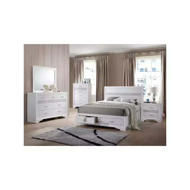 Comodino a 2 cassetti bianco/nero, singolo