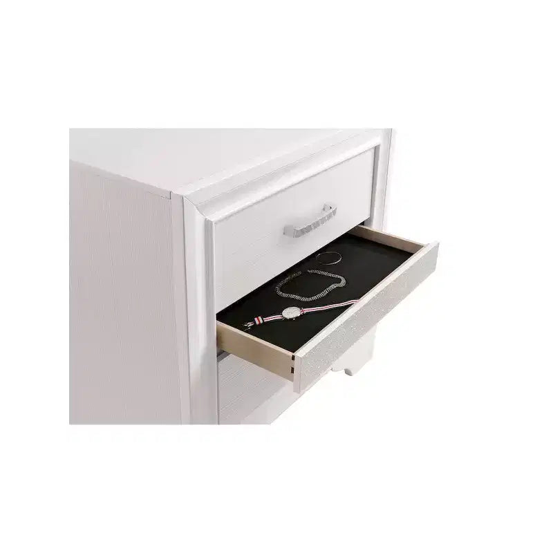 Comodino a 2 cassetti bianco/nero, singolo