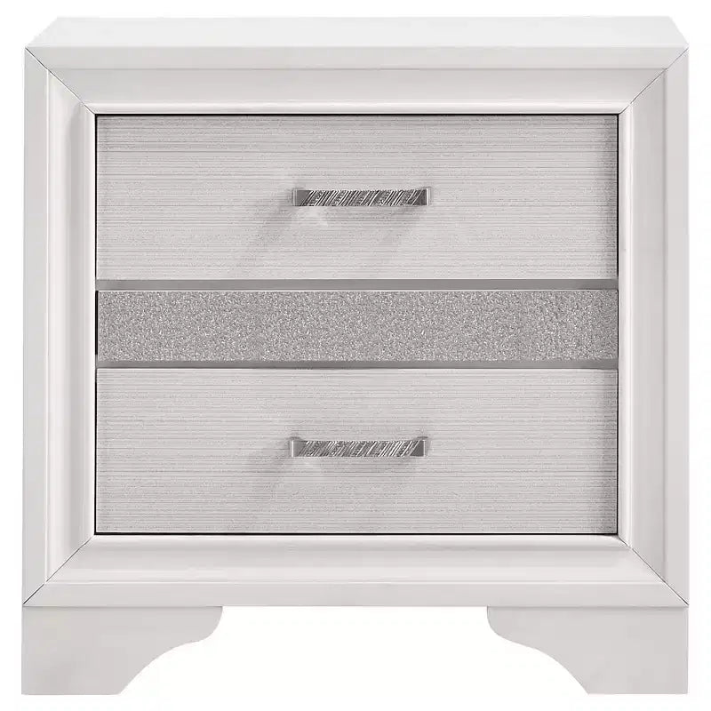 Comodino a 2 cassetti bianco/nero, singolo