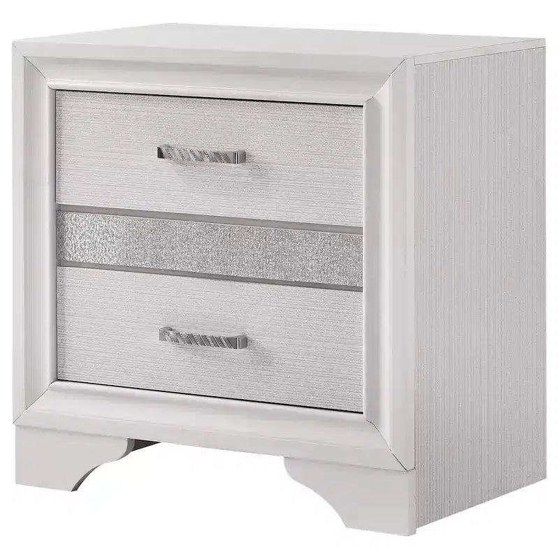 Comodino a 2 cassetti bianco/nero, singolo