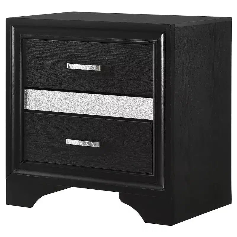 Comodino a 2 cassetti bianco/nero, singolo