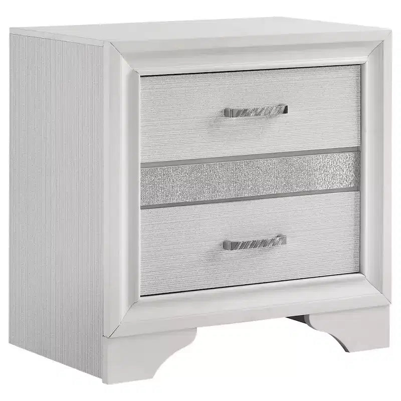 Comodino a 2 cassetti bianco/nero, singolo
