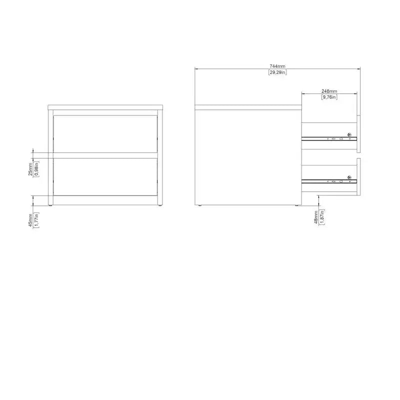 Comodino a 2 cassetti White / Jackson Hickory, 1 pezzo