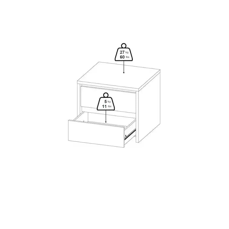 Comodino a 2 cassetti White / Jackson Hickory, 1 pezzo