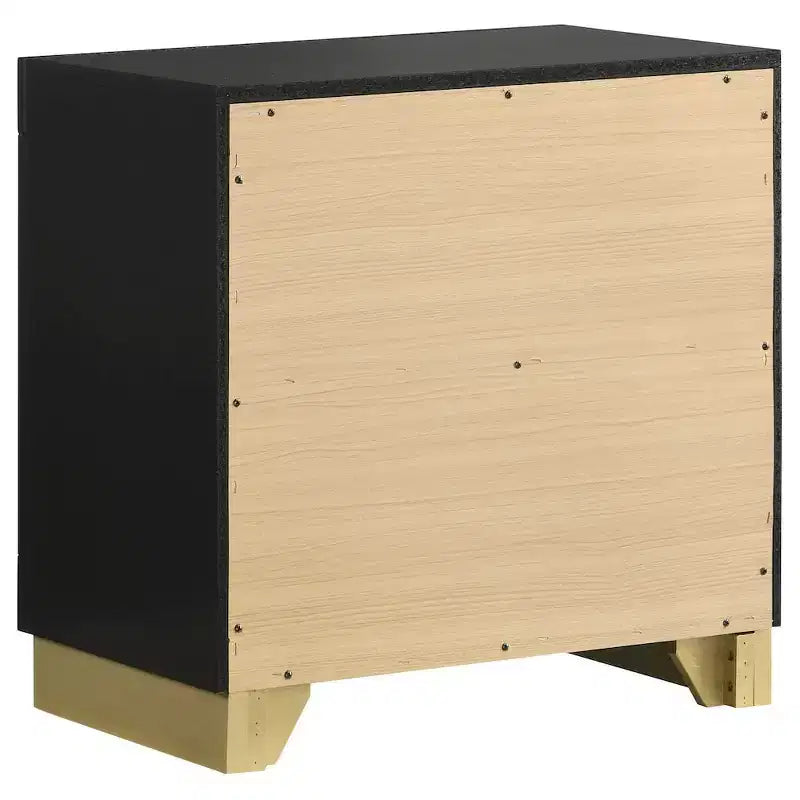 Comodino a 2 cassetti nero e oro, singolo