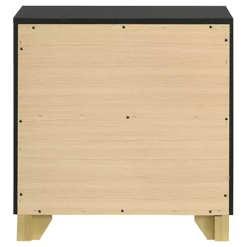 Comodino a 2 cassetti nero e oro, singolo