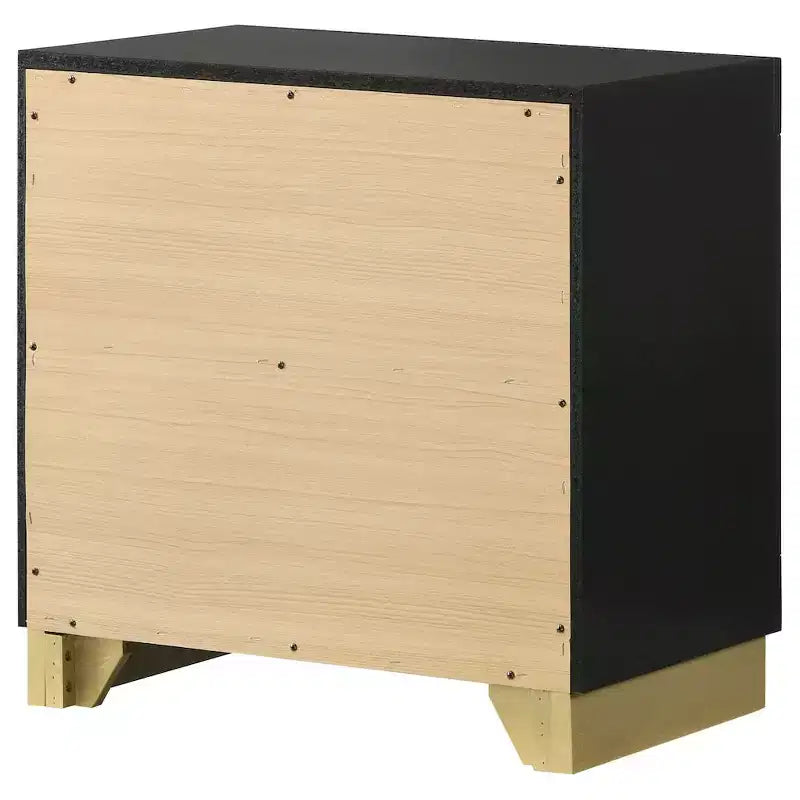 Comodino a 2 cassetti nero e oro, singolo