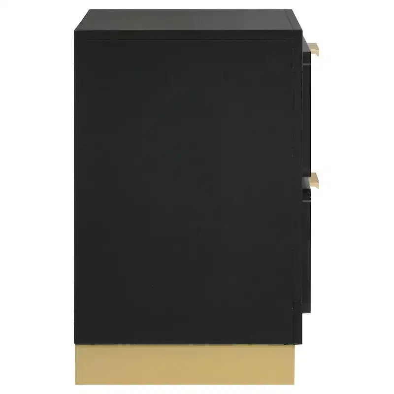 Comodino a 2 cassetti nero e oro, singolo
