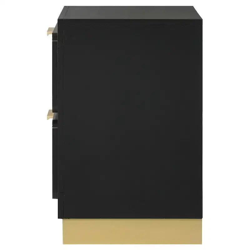 Comodino a 2 cassetti nero e oro, singolo