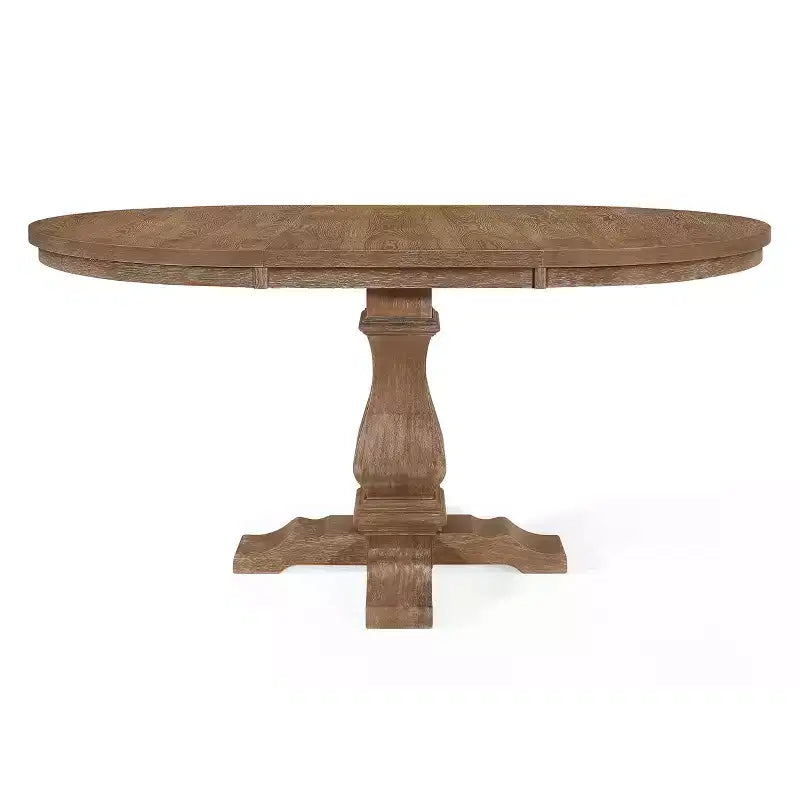 Set da pranzo espandibile 5 pezzi per 4 persone, con piedistallo rotondo, beige/avorio