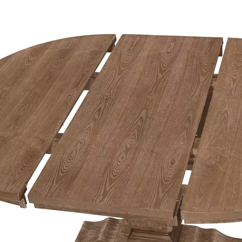 Set da pranzo espandibile 5 pezzi per 4 persone, con piedistallo rotondo, beige/avorio