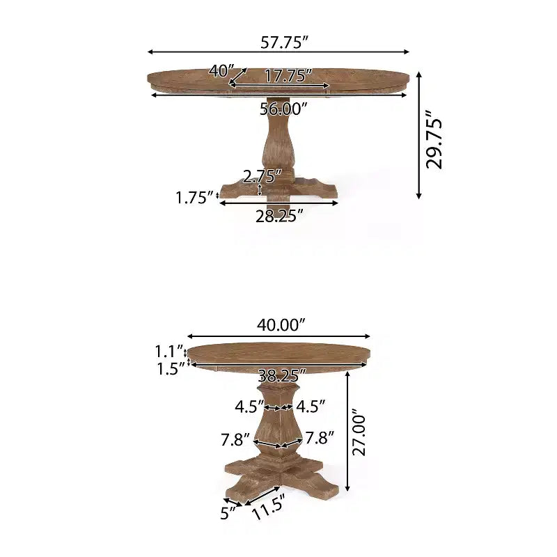Set da pranzo espandibile 5 pezzi per 4 persone, con piedistallo rotondo, beige/avorio