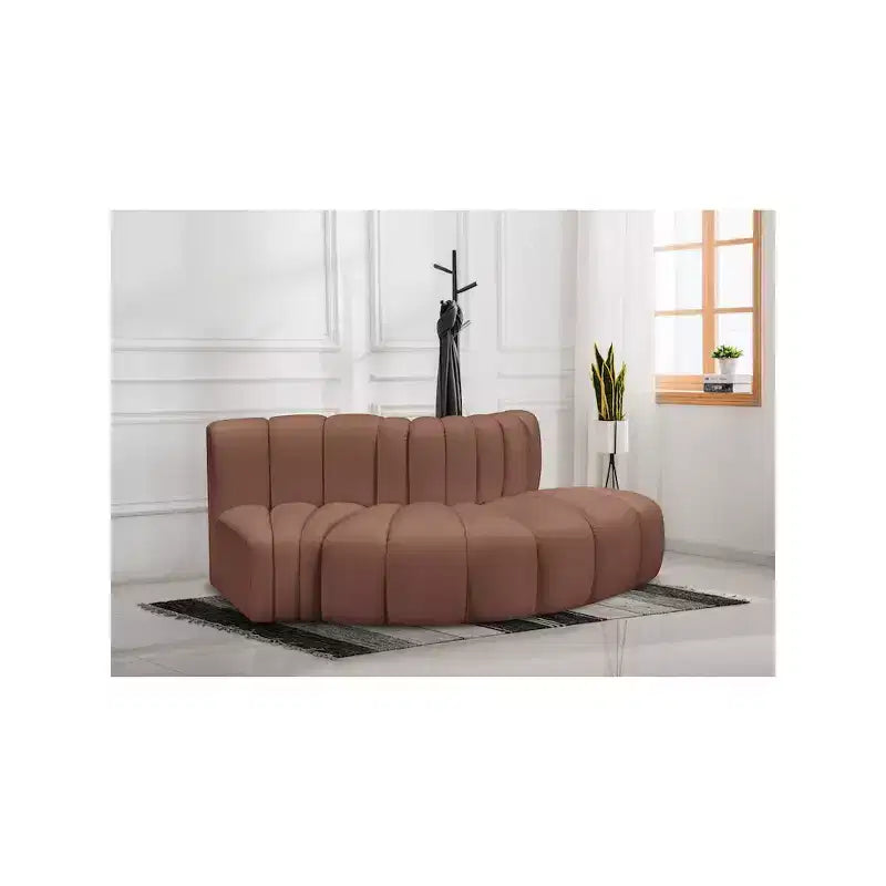 Divano modulare in similpelle color Cognac, 1 posto