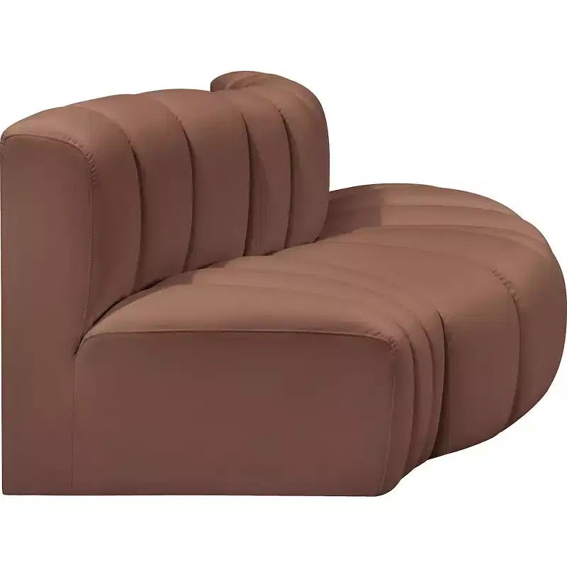 Divano modulare in similpelle color Cognac, 1 posto
