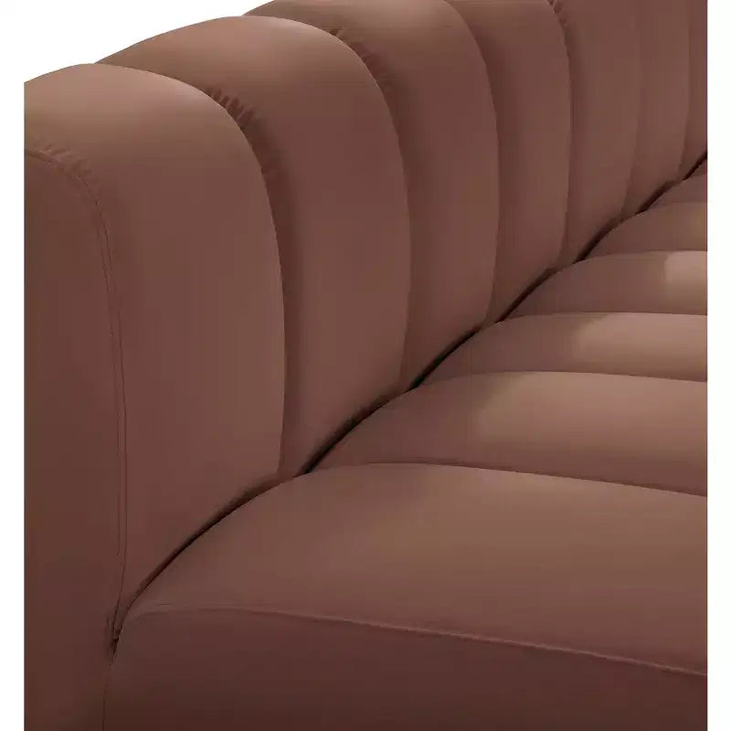 Divano modulare in similpelle color Cognac, 1 posto