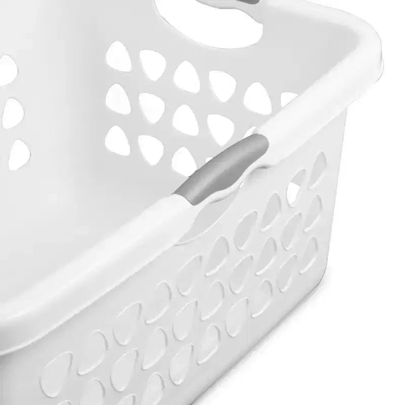 Cesta portabiancheria in plastica bianca rettangolare con manici, per 1 persona, confezione da 8