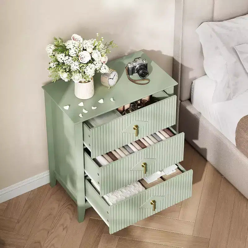 Cassettiera scanalata in legno | Nero/Bianco/Grigio/Verde/Naturale | 3–7 cassetti | Per 1