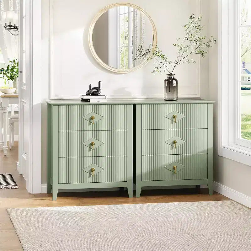Cassettiera scanalata in legno | Nero/Bianco/Grigio/Verde/Naturale | 3–7 cassetti | Per 1