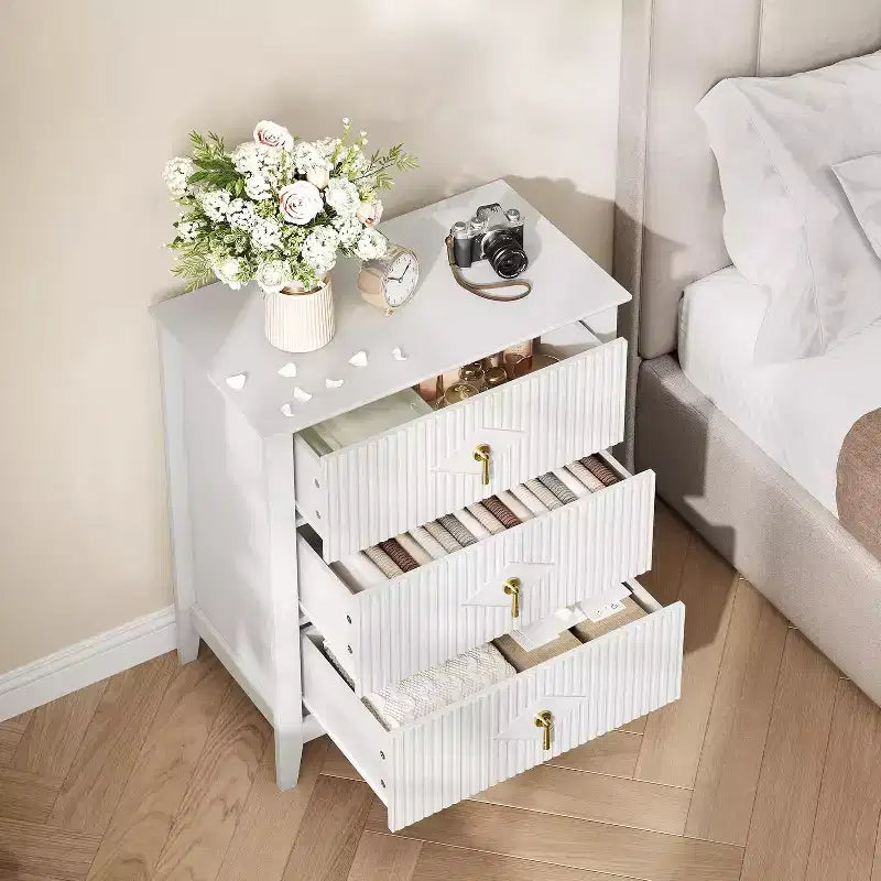 Cassettiera scanalata in legno | Nero/Bianco/Grigio/Verde/Naturale | 3–7 cassetti | Per 1