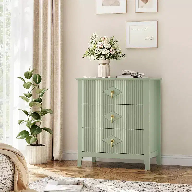 Cassettiera scanalata in legno | Nero/Bianco/Grigio/Verde/Naturale | 3–7 cassetti | Per 1