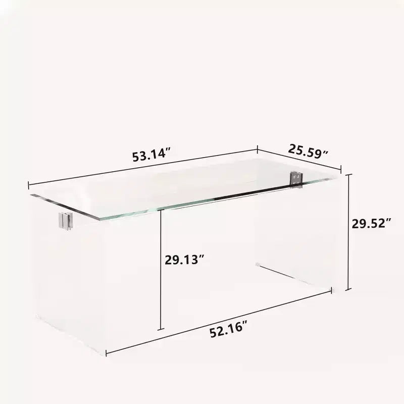 Scrittoio in acrilico trasparente con finiture cromate, monoposto, 53"